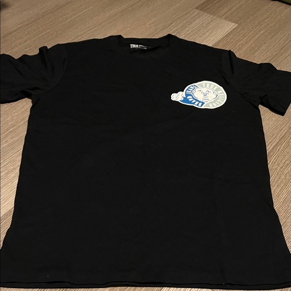 True Religion Black Tee with Blue and White Logo NWOT - Picture 1 of 7